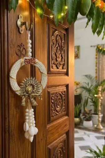 traditional multicolor shubh labh hanging toran festive home decor pack of 2