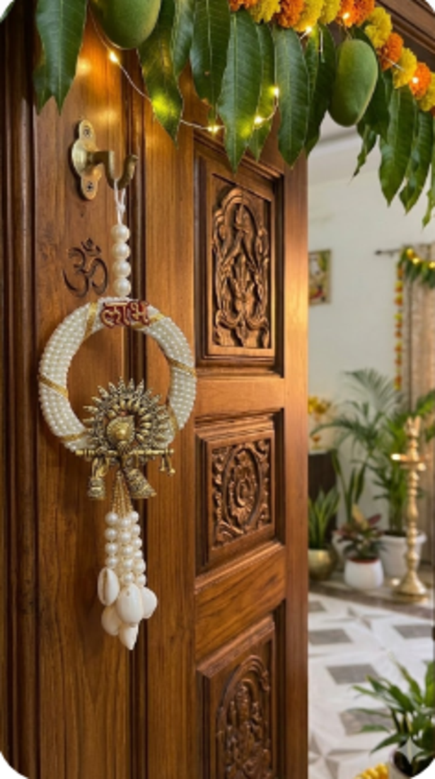 traditional multicolor shubh labh hanging toran festive home decor pack of 2