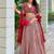 Red faux georgette sequin lehenga choli set and blush floral embroidered indian wedding wear for bridesmaids & mehendi