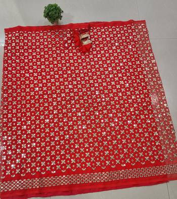 Red faux georgette sequin lehenga choli set and blush floral embroidered indian wedding wear for bridesmaids & mehendi 5