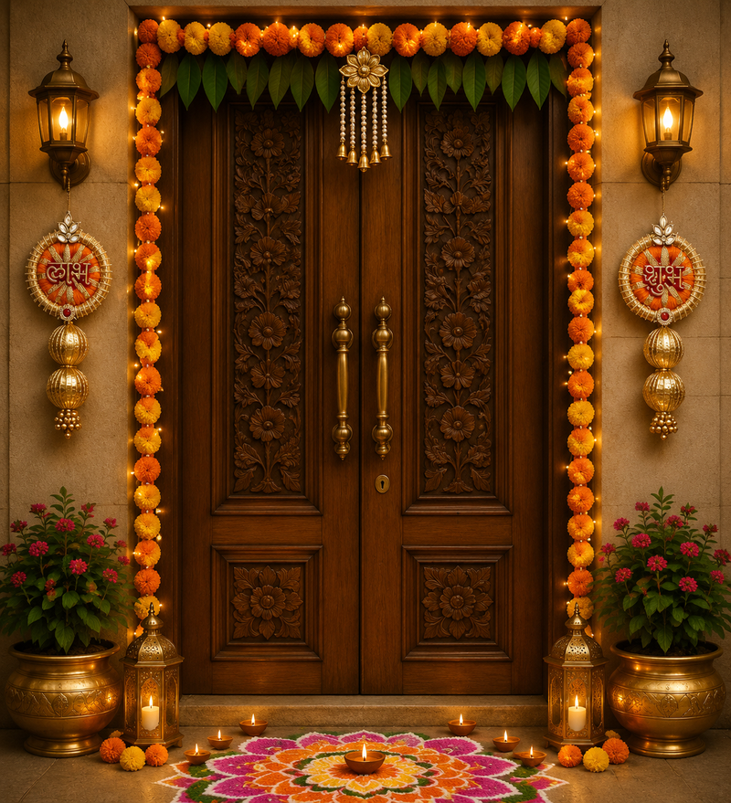 decorative shubh labh gota ball hanging for home wall decoration