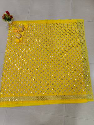 Yellow Faux Georgette Sequin Lehenga Choli 5