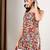 Women maroon tropical leaf printed square neck short kurti with back dori tie-up