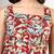 Women maroon tropical leaf printed square neck short kurti with back dori tie-up
