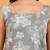 Women grey floral printed square neck short kurti with back dori tie-up