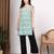 Women green floral printed square neck short kurti with back dori tie-up
