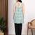 Women green floral printed square neck short kurti with back dori tie-up