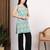 Women green floral printed square neck short kurti with back dori tie-up