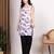 Women white abstract printed square neck short kurti with back dori tie-up