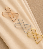 Large Modern Geometric Crystal Saree Brooch Pin Set of 3 – Gold, Silver & Rose Gold
