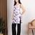 Women white abstract printed square neck short kurti with back dori tie-up