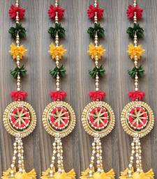 handmade fabric gajra bead hanging for home festival decoration pack of 4