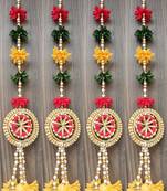 handmade fabric gajra bead hanging for home festival decoration pack of 4