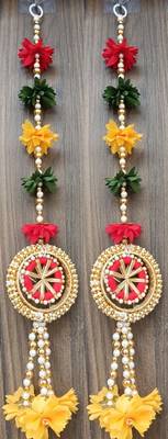 handmade fabric gajra bead hanging for home festival decoration pack of 4 2