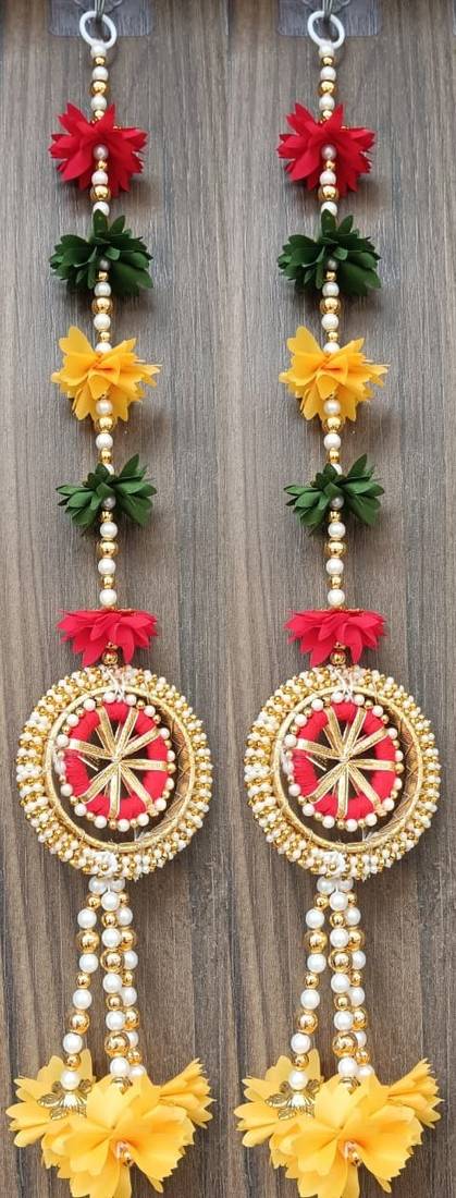 handmade fabric gajra bead hanging for home festival decoration pack of 4
