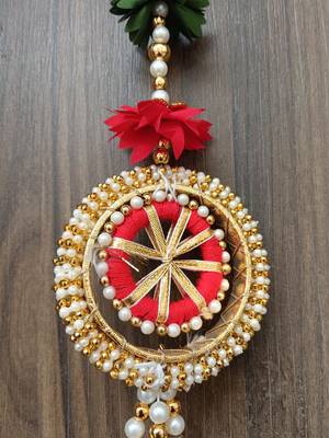 handmade fabric gajra bead hanging for home festival decoration pack of 4 3