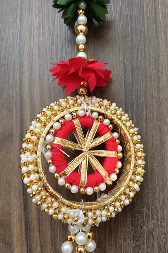 handmade fabric gajra bead hanging for home festival decoration pack of 4