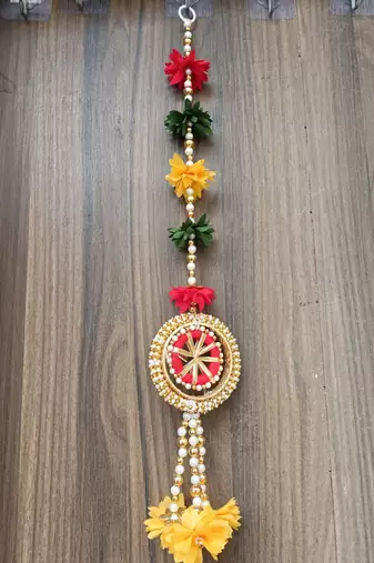 handmade fabric gajra bead hanging for home festival decoration pack of 4