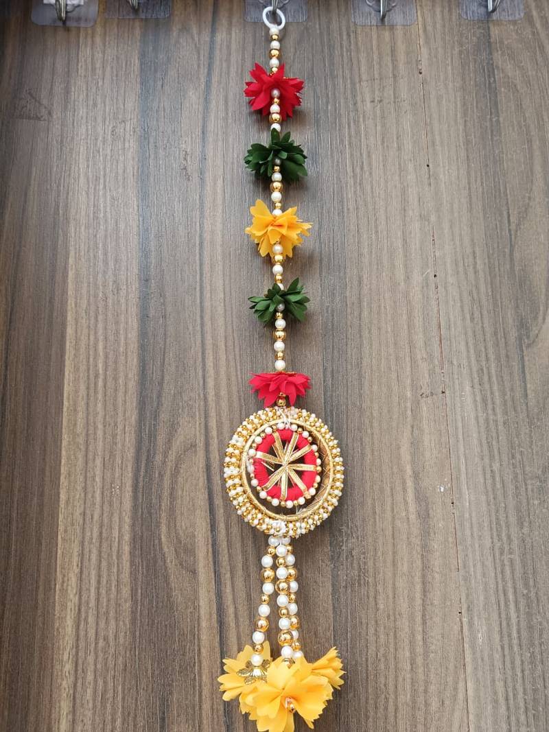 handmade fabric gajra bead hanging for home festival decoration pack of 4
