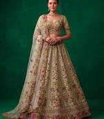 off white silk blend embroidered festive lehenga choli