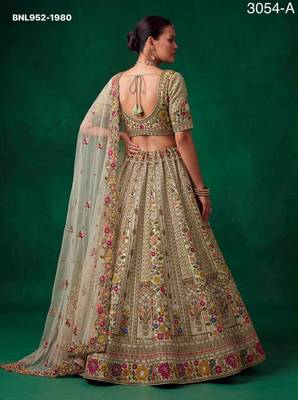 off white silk blend embroidered festive lehenga choli 2