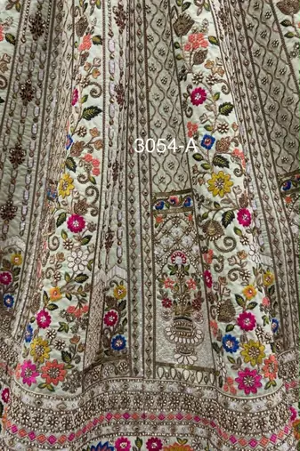 off white silk blend embroidered festive lehenga choli