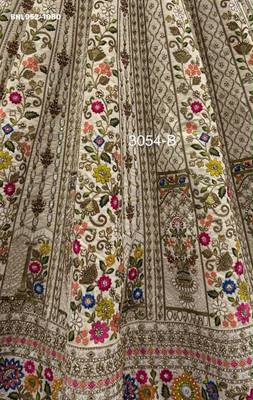 beige silk blend embroidered festive lehenga choli 4