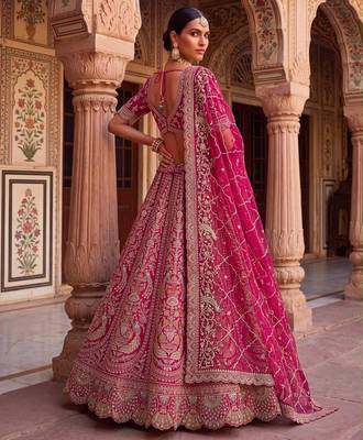 rose silk blend embroidered bridal lehenga choli 2