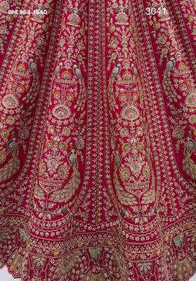 rose silk blend embroidered bridal lehenga choli 3