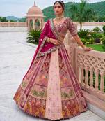 pink silk blend embroidered bridal lehenga choli