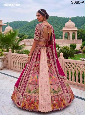 pink silk blend embroidered bridal lehenga choli 3