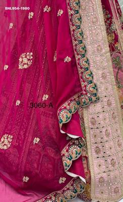 pink silk blend embroidered bridal lehenga choli 4