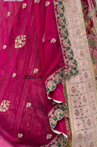 pink silk blend embroidered bridal lehenga choli