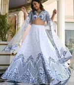 white satin embroidered wedding lehenga choli