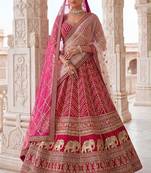 pink silk blend embroidered bridal lehenga choli