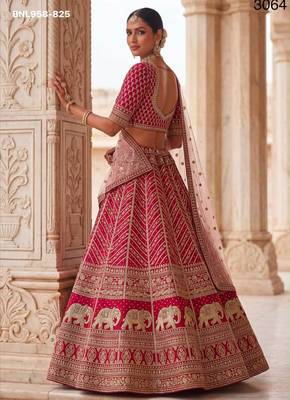 pink silk blend embroidered bridal lehenga choli 2