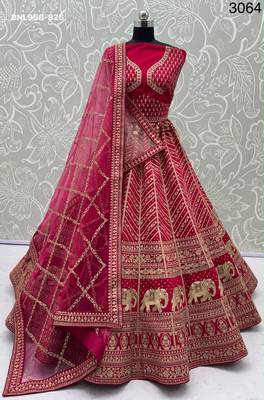 pink silk blend embroidered bridal lehenga choli 3