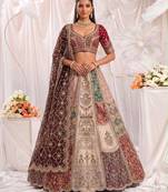 multicolor silk blend embroidered bridal lehenga choli