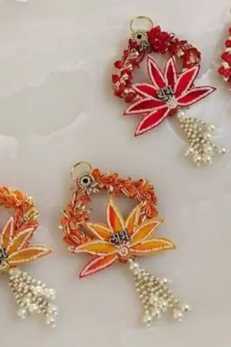 shubh labh lotus patch hanging for main door decoration pack of 2