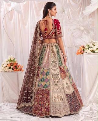 multicolor silk blend embroidered bridal lehenga choli 2
