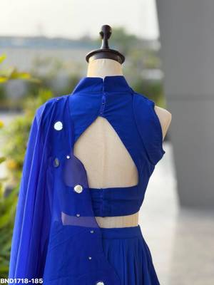 blue cotton poly plain festive lehenga choli 2