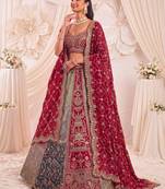 pink silk blend embroidered bridal lehenga choli