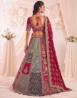 pink silk blend embroidered bridal lehenga choli 2