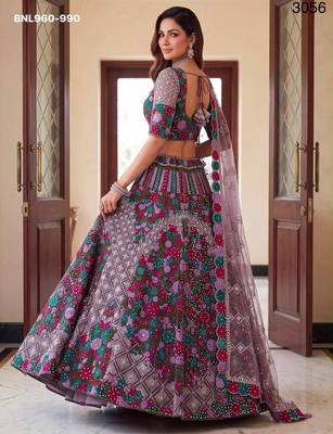 multicolor net embroidered festive lehenga choli 2