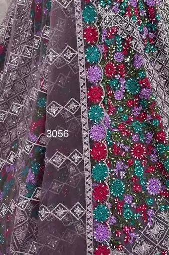 multicolor net embroidered festive lehenga choli