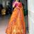orange silk blend printed festive lehenga choli