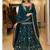 Teal Green Embroidered Fendy Full-Stitched Sharara Palazzo Suit Set
