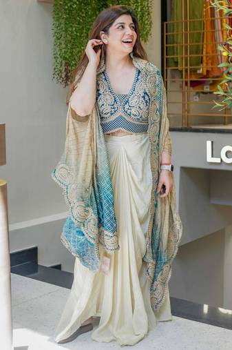 cream silk blend plain festive lehenga choli