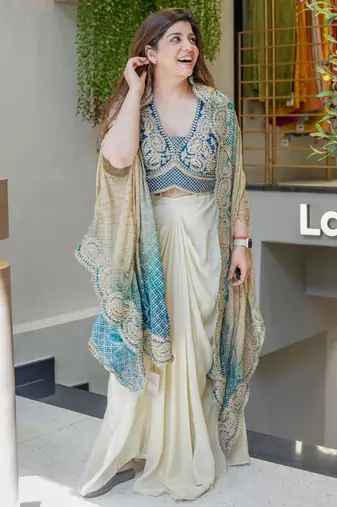 cream silk blend plain festive lehenga choli