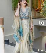 cream silk blend plain festive lehenga choli